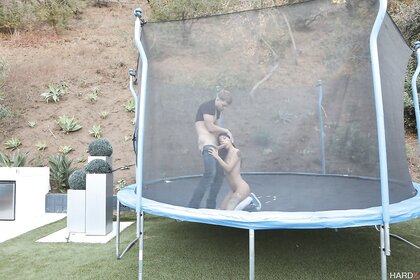 Brazilian teenage nympho Gina Valentina enjoys anal outdoor sex on trampoline