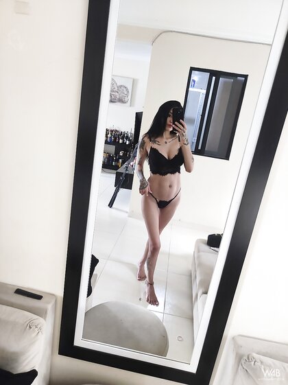 Latina babe Alexa Belluci flashes her juicy tits while teasing in sexy outfits