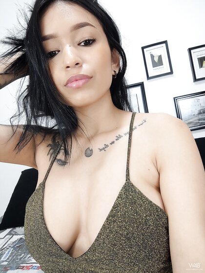 Latina babe Alexa Belluci flashes her juicy tits while teasing in sexy outfits