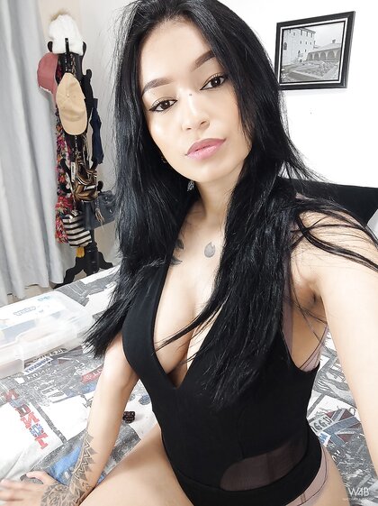 Latina babe Alexa Belluci flashes her juicy tits while teasing in sexy outfits