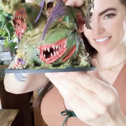 Huge tits curvy brunette Warhammer nerd